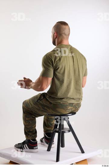 Whole Body Man White Casual Muscular Athletic Sitting Studio photo references