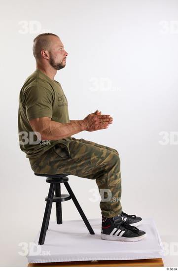 Whole Body Man White Casual Muscular Athletic Sitting Studio photo references