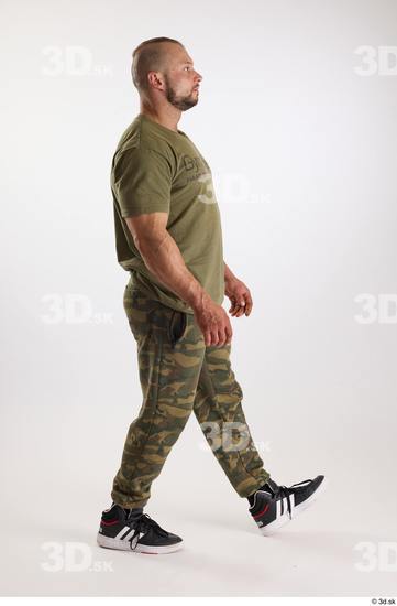 Whole Body Man White Casual Muscular Athletic Walking Studio photo references