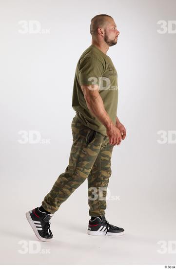 Whole Body Man White Casual Muscular Athletic Walking Studio photo references