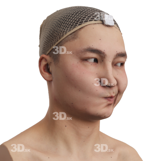 Head Man Asian 3D Phonemes And Emotions