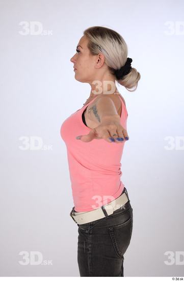 Whole Body Woman T poses White Tattoo Casual Slim Street photo references