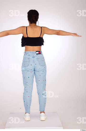 Whole Body Woman Casual Jeans Slim Standing Top Studio photo references