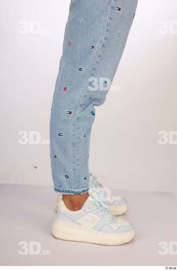 Calf Woman Casual Jeans Slim Studio photo references