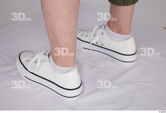 Foot Woman White Casual Shoes Slim Studio photo references