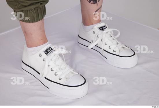 Foot Woman White Casual Shoes Slim Studio photo references