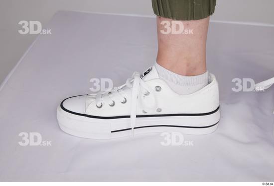 Foot Woman White Casual Shoes Slim Studio photo references