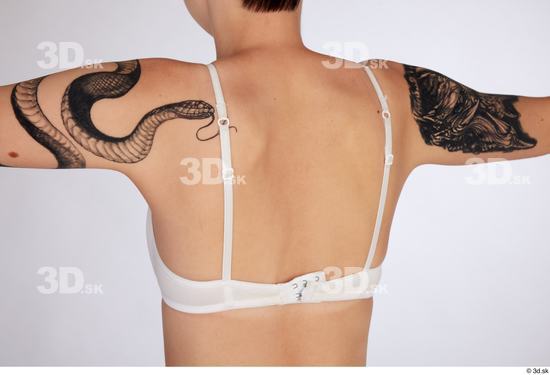 Back Woman White Underwear Bra Slim Studio photo references