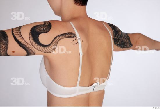 Back Woman White Underwear Bra Slim Studio photo references