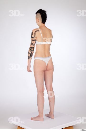 Whole Body Woman White Underwear Slim Standing Studio photo references