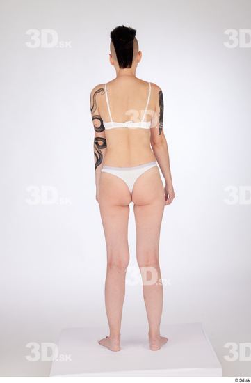 Whole Body Woman White Underwear Slim Standing Studio photo references