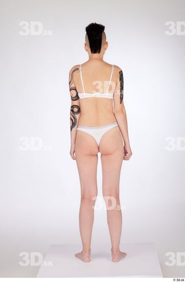 Whole Body Woman White Underwear Slim Standing Studio photo references