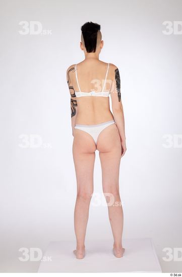 Whole Body Woman White Underwear Slim Standing Studio photo references