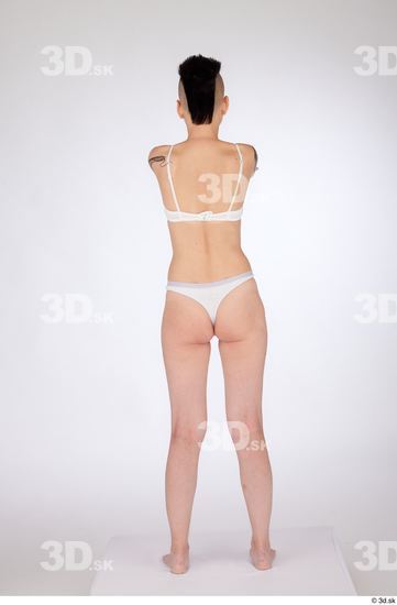 Whole Body Woman White Underwear Slim Standing Studio photo references