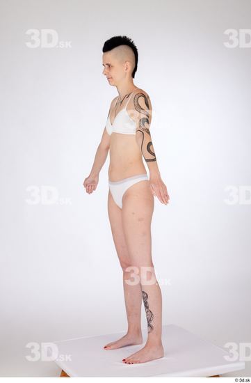 Whole Body Woman White Underwear Slim Standing Studio photo references