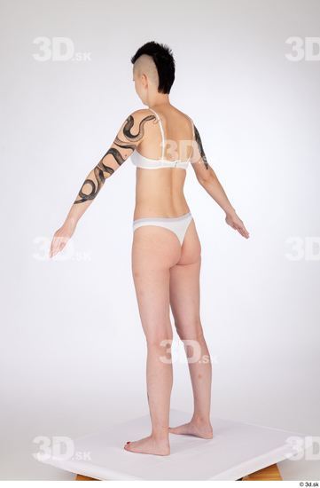 Whole Body Woman White Underwear Slim Standing Studio photo references