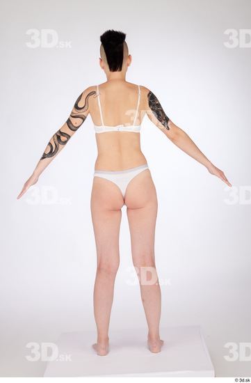 Whole Body Woman White Underwear Slim Standing Studio photo references