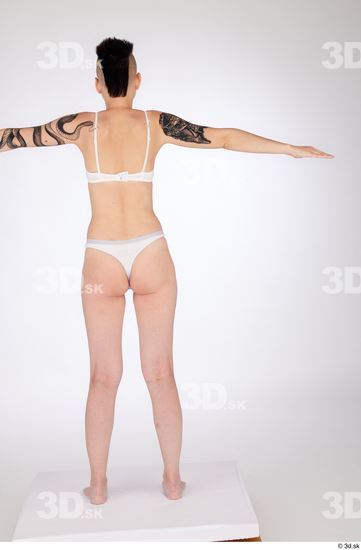 Whole Body Woman White Underwear Slim Standing Studio photo references