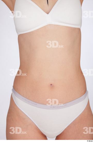 Belly Woman White Underwear Slim Studio photo references