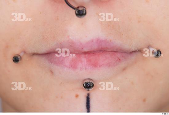 Mouth Woman White Piercing Slim Studio photo references