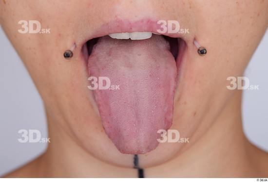 Tongue Woman White Slim Studio photo references