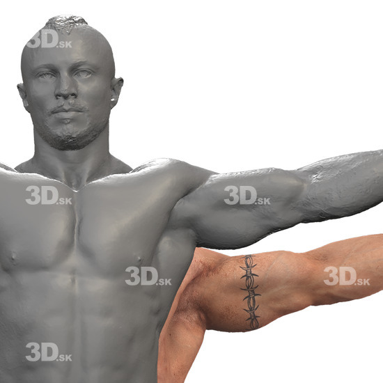 Upper Body Man White Underwear Muscular 3D Phonemes And Emotions