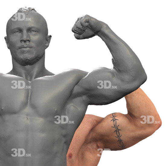 Upper Body Man White Underwear Muscular 3D Phonemes And Emotions