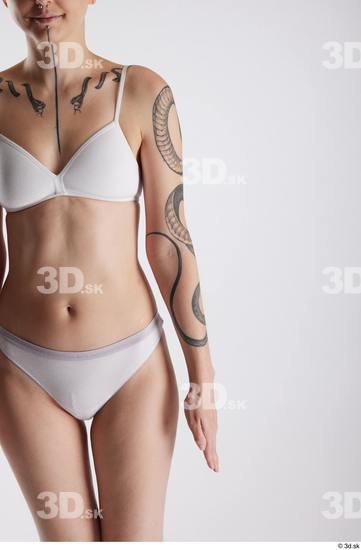 Arm Woman White Underwear Slim Studio photo references