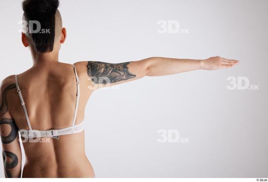 Arm Back Woman White Underwear Slim Studio photo references