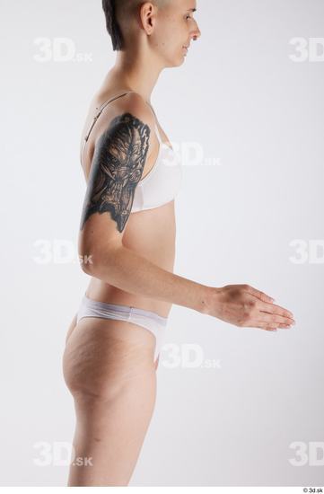 Arm Woman White Underwear Slim Studio photo references