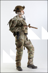  Frankie Perry US Army Pose Standing with Gun 