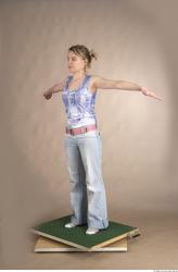 Whole Body Woman T poses Casual Slim Studio photo references