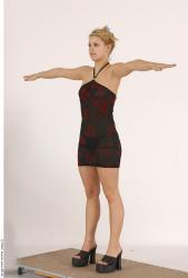 Whole Body Woman T poses Casual Slim Studio photo references