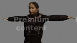 Whole Body Woman T poses Asian Casual 3D Models