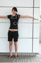 Whole Body Woman T poses Asian Casual Slim Street photo references