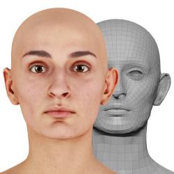 Retopologized 3D Head scan of Waja