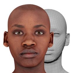 Retopologized 3D Head scan of Shamone Glenn