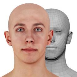 Retopologized 3D Head scan of Kenan