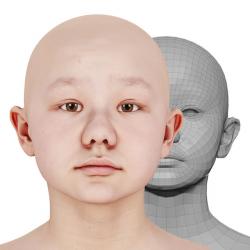 retopologized 3d head scan of Kure Orime