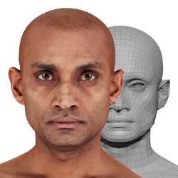 Retopologized 3D Head scan of Tranggono Tao